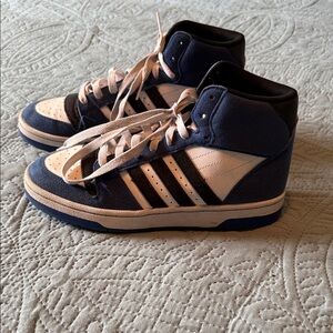 Adidas Blue and White High-Top Sneakers